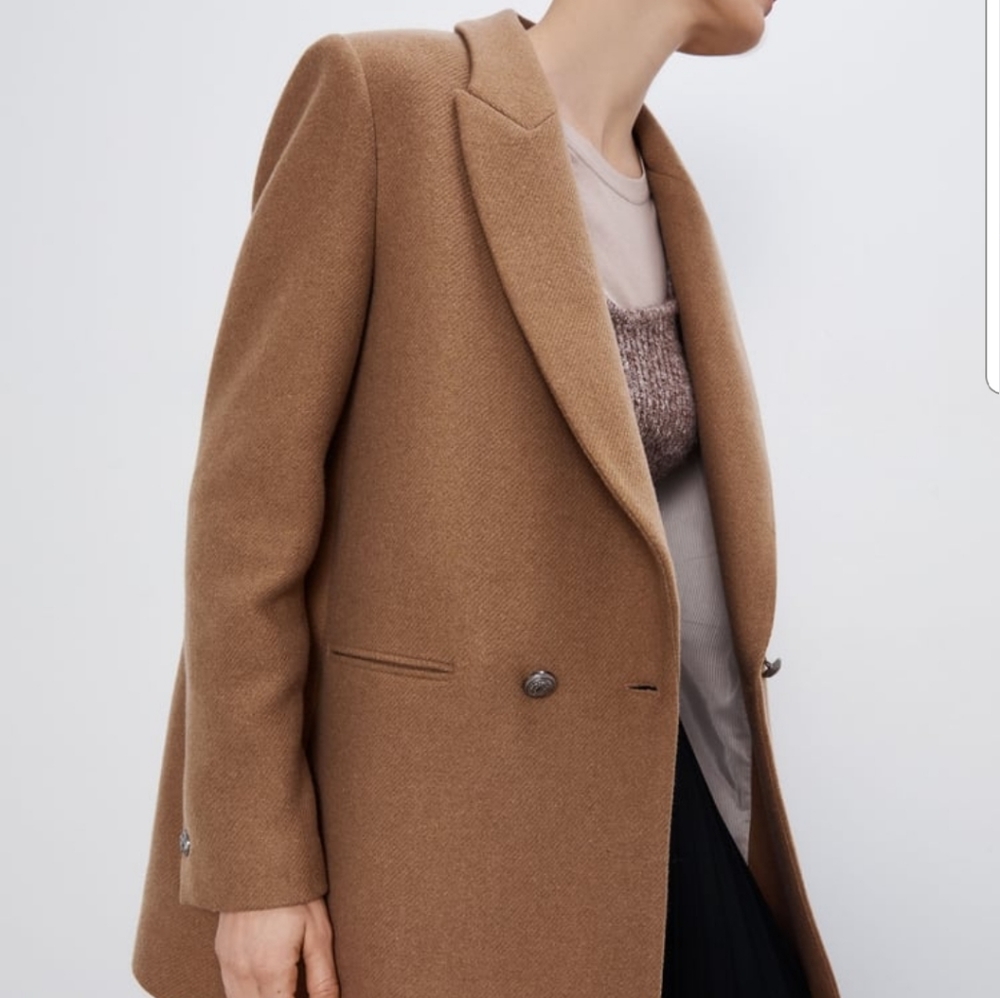 ZARA Wool Blend Double Breasted Blazer Sz S - Picture 4 of 8